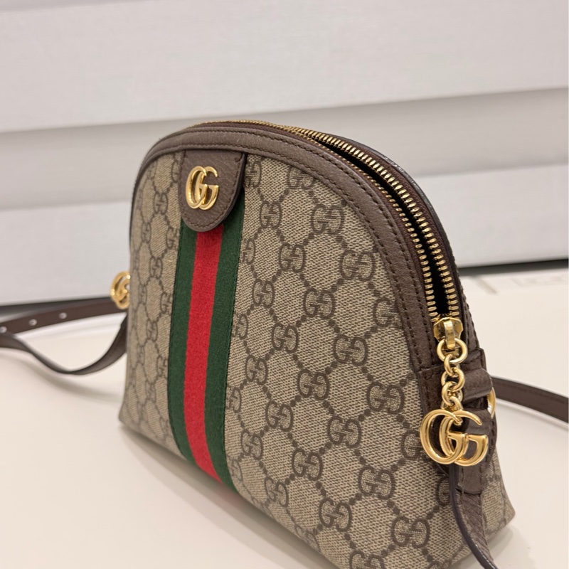 GUCCI 古馳 經典GG帆布印花拉鍊側肩包/斜背包/貝殼包-1