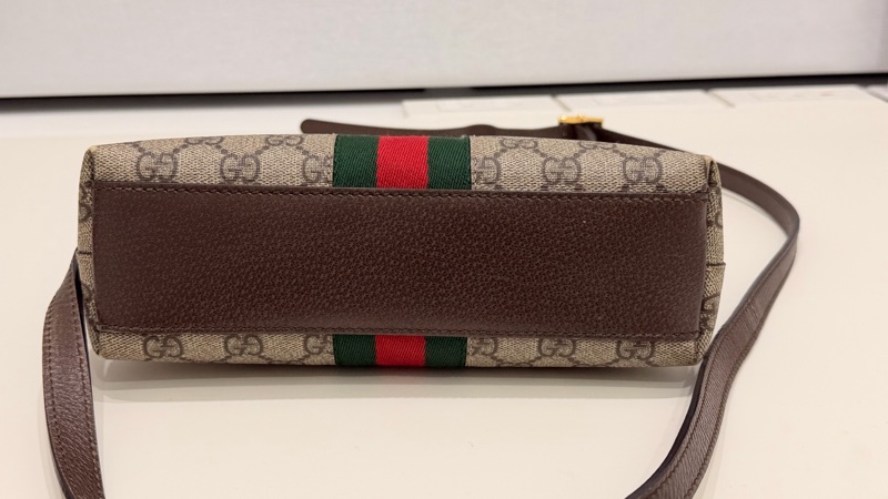 GUCCI 古馳 經典GG帆布印花拉鍊側肩包/斜背包/貝殼包-3