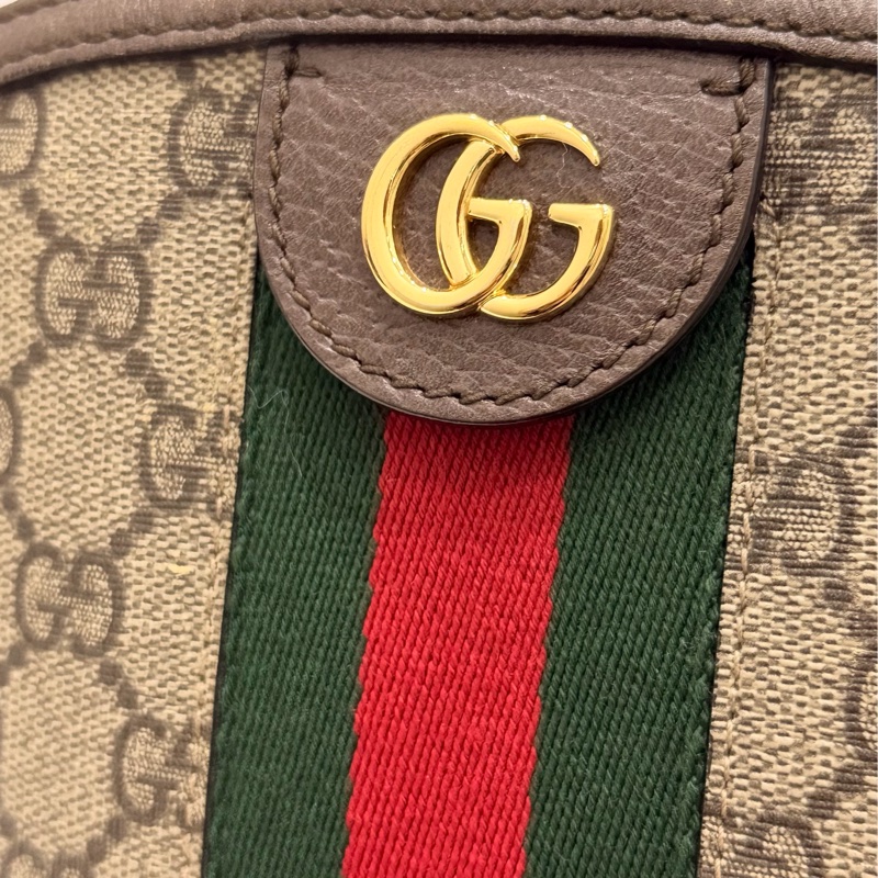 GUCCI 古馳 經典GG帆布印花拉鍊側肩包/斜背包/貝殼包-5