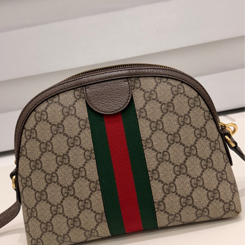 GUCCI 古馳 經典GG帆布印花拉鍊側肩包/斜背包/貝殼包-6