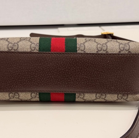 GUCCI 古馳 經典GG帆布印花拉鍊側肩包/斜背包/貝殼包-7