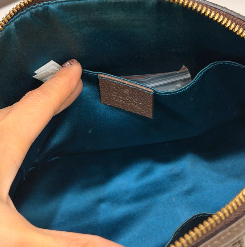 GUCCI 古馳 經典GG帆布印花拉鍊側肩包/斜背包/貝殼包-9