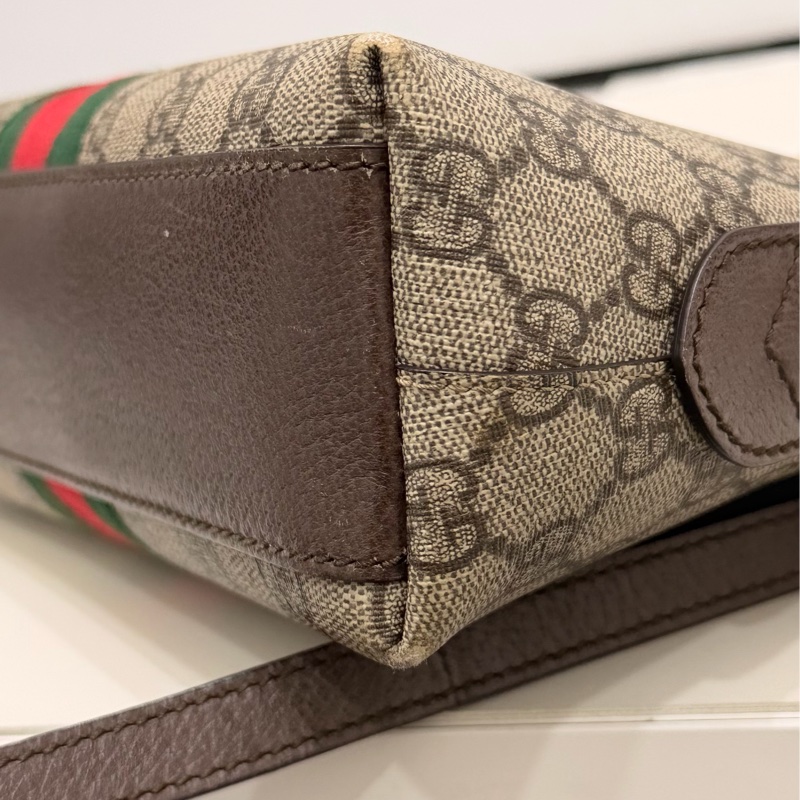 GUCCI 古馳 經典GG帆布印花拉鍊側肩包/斜背包/貝殼包-11