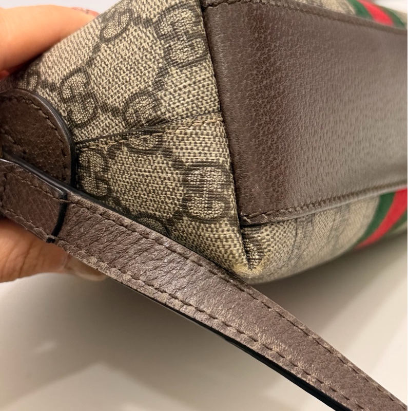 GUCCI 古馳 經典GG帆布印花拉鍊側肩包/斜背包/貝殼包-12