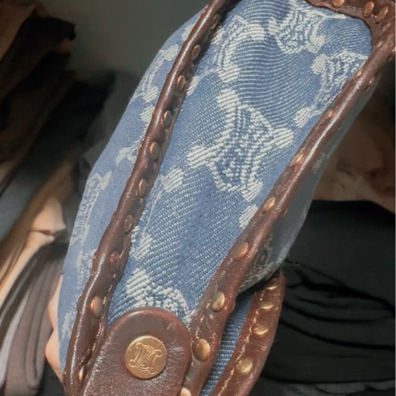 【95新 ✨ 全網最低價!】Celine 中古老花 腋下 單寧牛仔-3