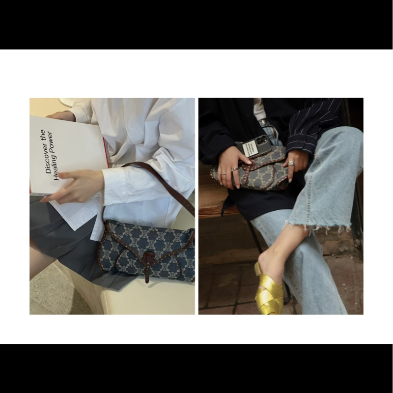 【95新 ✨ 全網最低價!】Celine 中古老花 腋下 單寧牛仔-8