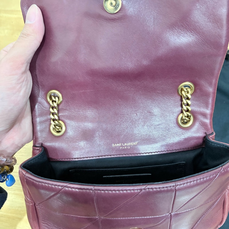 YSL Jamie 19cm 酒紅色 肩背斜背包-9
