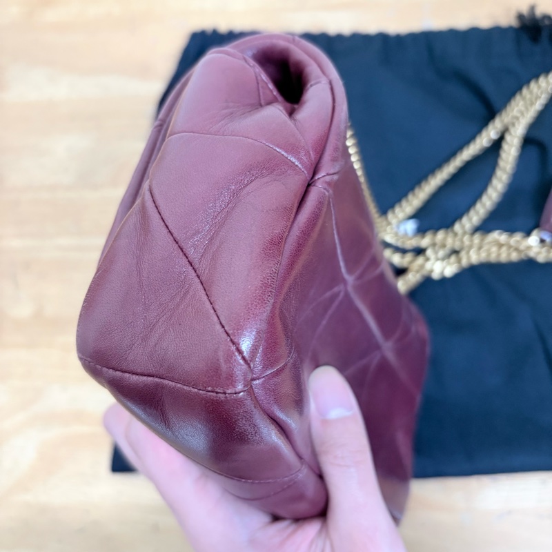 YSL Jamie 19cm 酒紅色 肩背斜背包-13