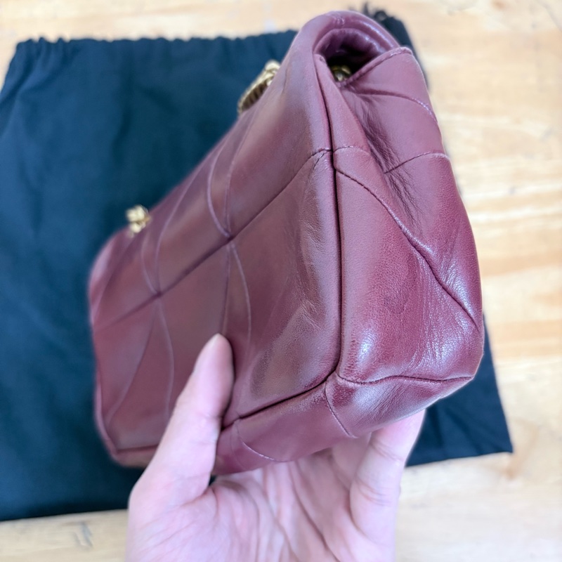 YSL Jamie 19cm 酒紅色 肩背斜背包-14