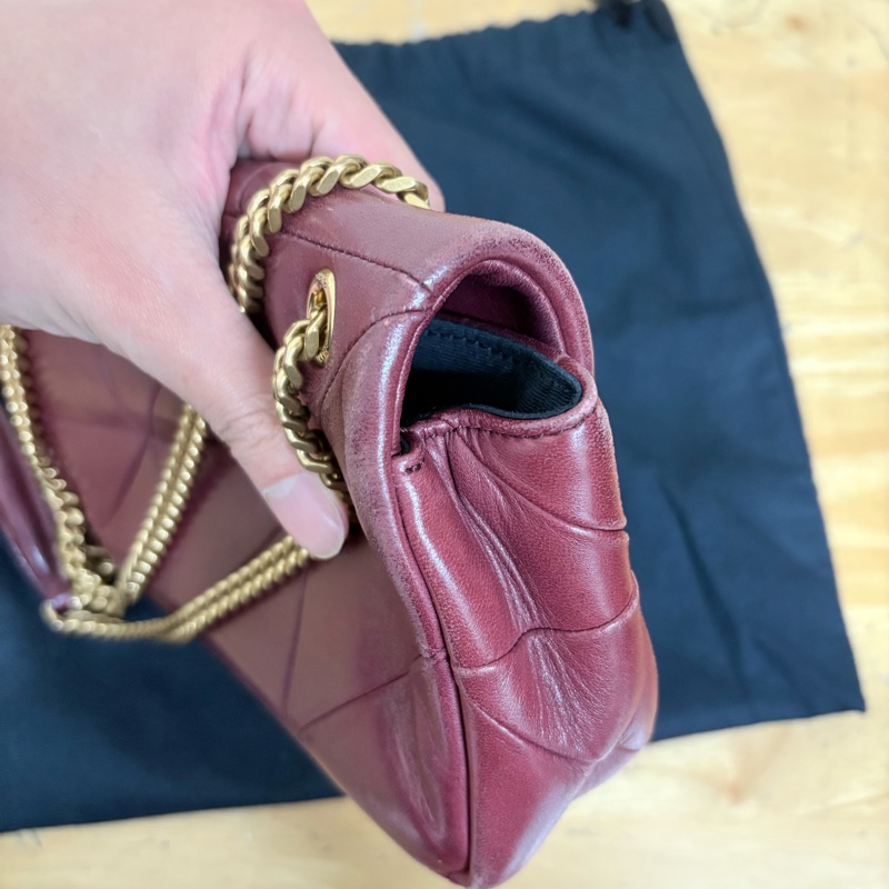 YSL Jamie 19cm 酒紅色 肩背斜背包-17