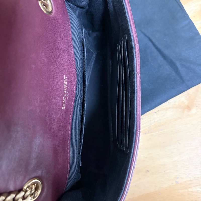 YSL Jamie 19cm 酒紅色 肩背斜背包-22