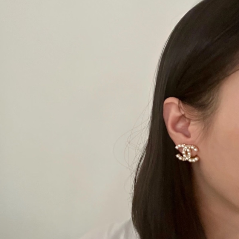 【大全套有購證✨經典保值❗️全網最低價】Chanel珍珠水鑽雙C耳釘/耳環 淡金色-0