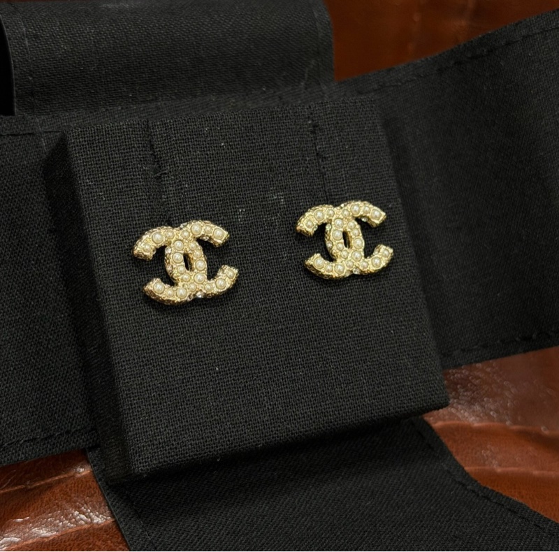 【大全套有購證✨經典保值❗️全網最低價】Chanel珍珠水鑽雙C耳釘/耳環 淡金色-4