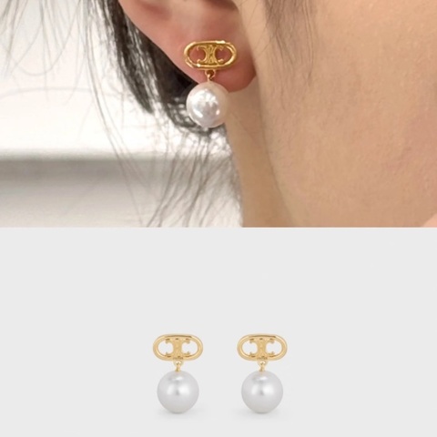 【性價比超高😍97新有盒✨送禮自用佳品】Celine 凱旋門珍珠造型耳釘