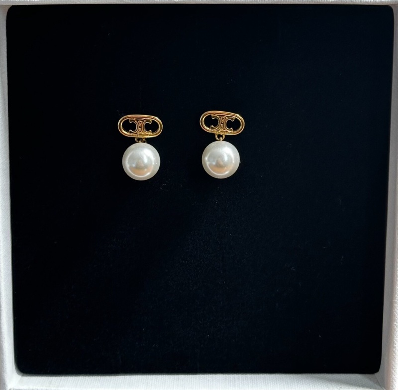 【性價比超高😍97新有盒✨送禮自用佳品】Celine 凱旋門珍珠造型耳釘-1