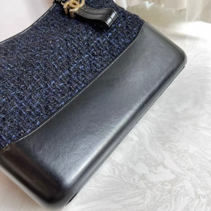 【96新 ✨ 全網最低價!】香奈兒 Chanel 毛呢款流浪包 海軍藍 中號 25開 (下單前先詢問庫存❗️)-4
