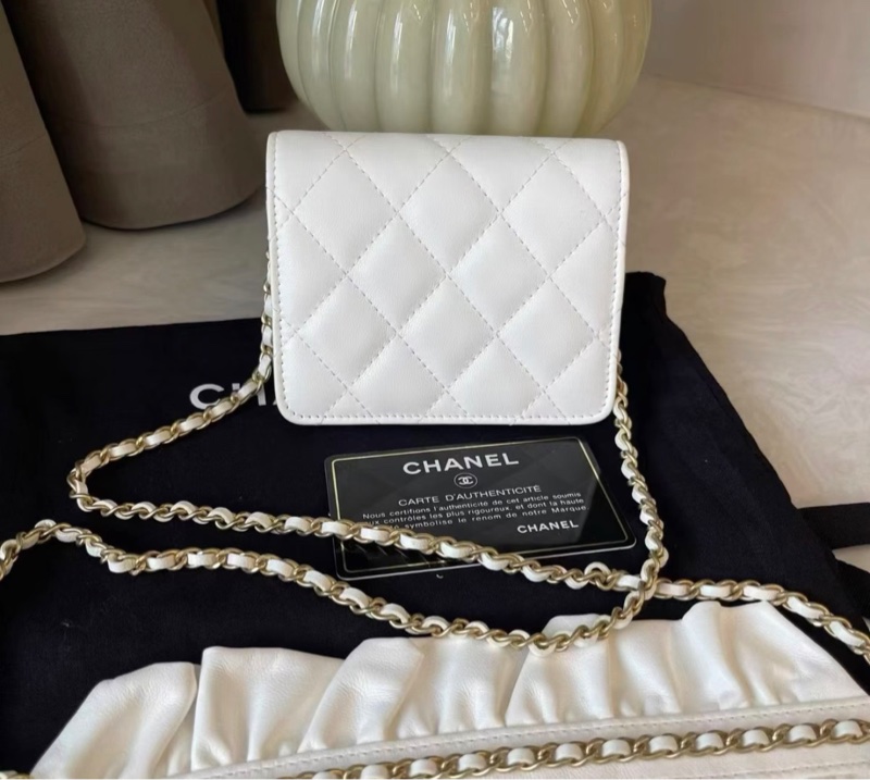 【99新 ✨ 全網最低價！】chanel 香奈兒荷葉邊mini woc鏈條包 30開 有塵袋 保卡(下單前先詢問庫存❗️）-3