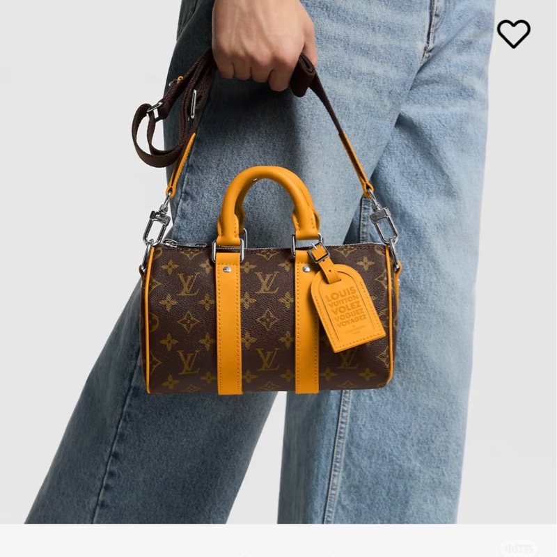 LV Louis Vuitton M12733 老花 Keepall 25 斜背包 發財黃-0