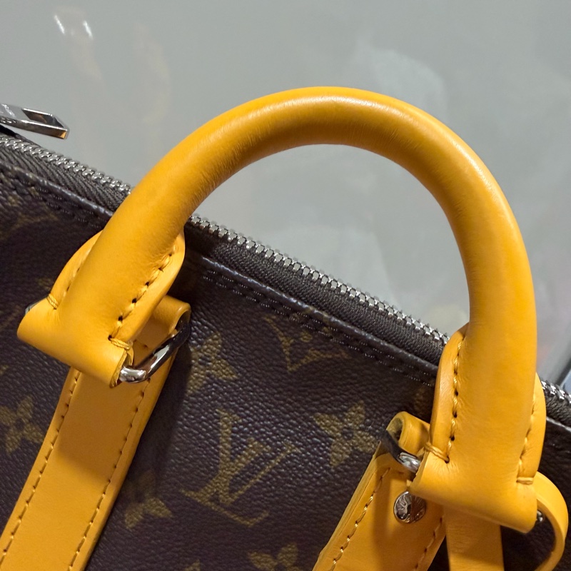 LV Louis Vuitton M12733 老花 Keepall 25 斜背包 發財黃-27