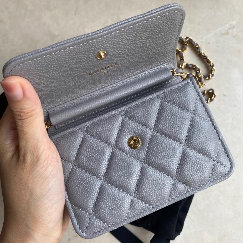 【全新✨ 全網最低價！】Chanel 鏈條woc腰包 灰色荔枝皮 有塵袋/身份卡 （下單前先詢問庫存❗️）-2