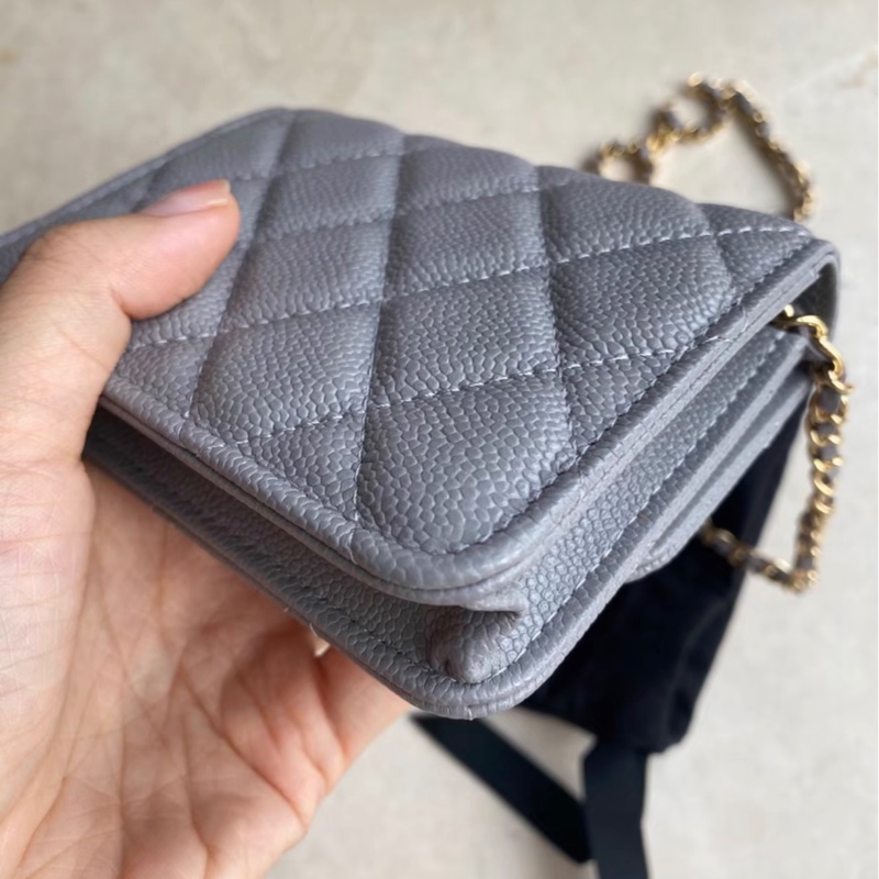 【全新✨ 全網最低價！】Chanel 鏈條woc腰包 灰色荔枝皮 有塵袋/身份卡 （下單前先詢問庫存❗️）-6