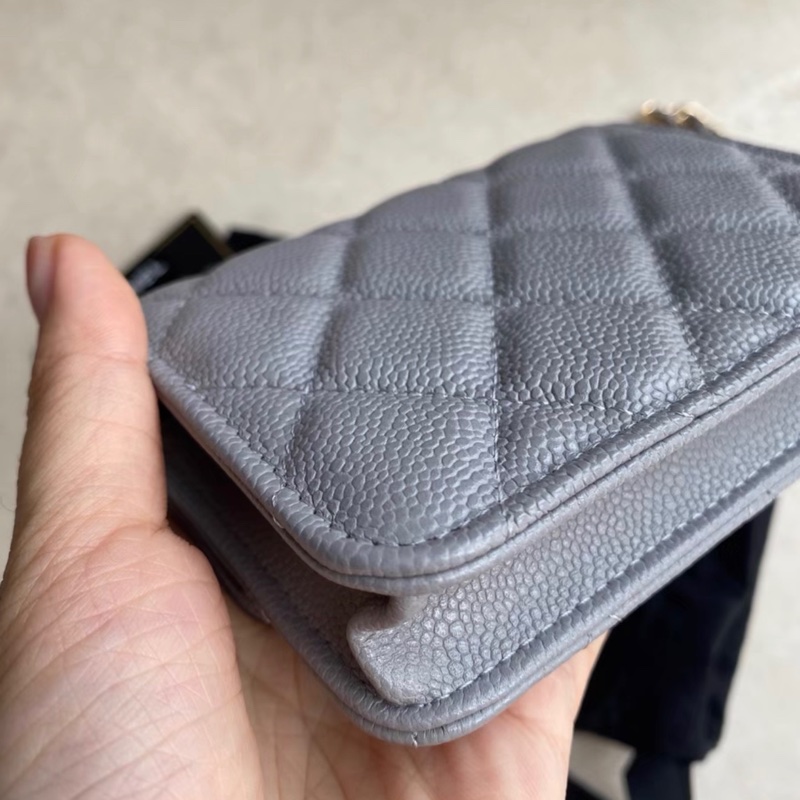 【全新✨ 全網最低價！】Chanel 鏈條woc腰包 灰色荔枝皮 有塵袋/身份卡 （下單前先詢問庫存❗️）-7