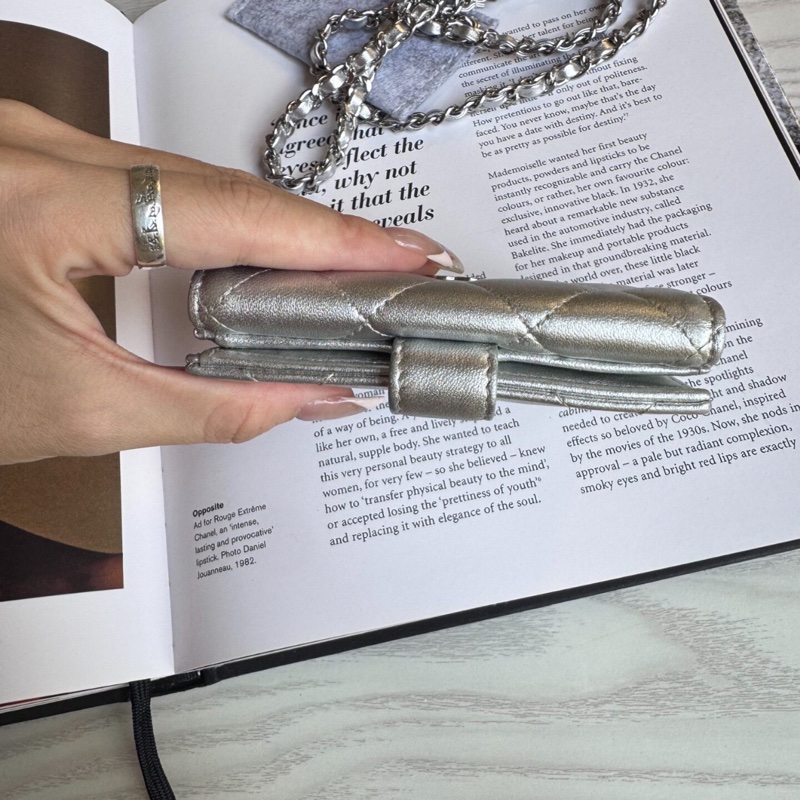 【又甜又酷😎全網最低價】Chanel mini woc 銀色 鏈條卡包｜零錢包｜小廢包｜包掛-6