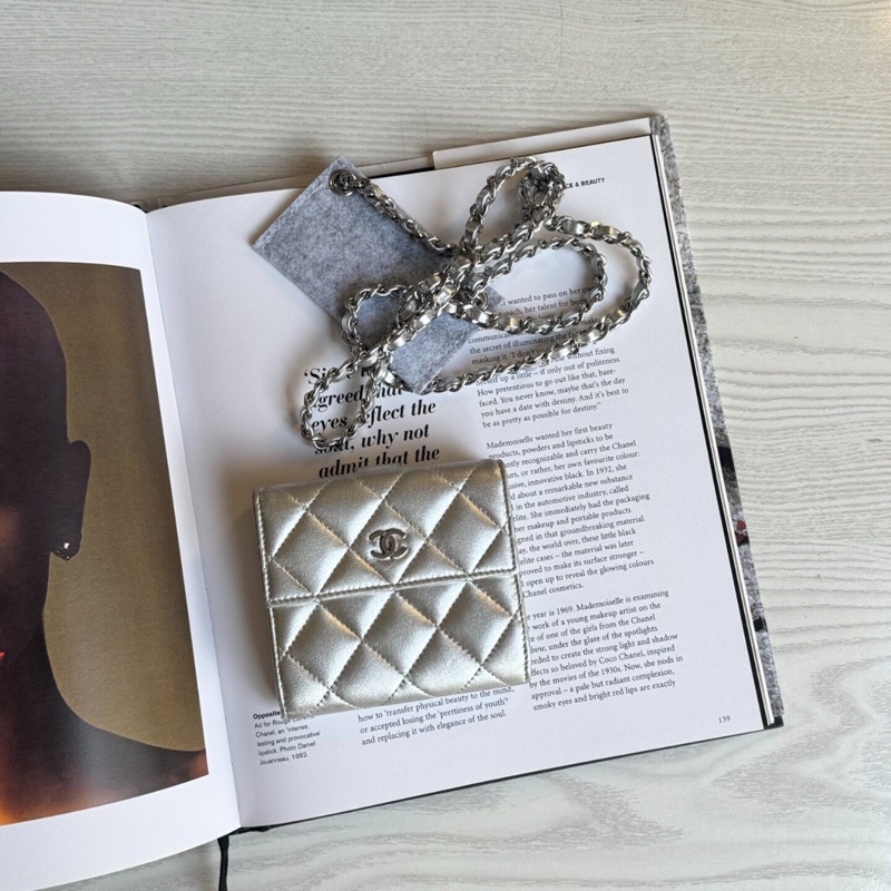 【又甜又酷😎全網最低價】Chanel mini woc 銀色 鏈條卡包｜零錢包｜小廢包｜包掛-9