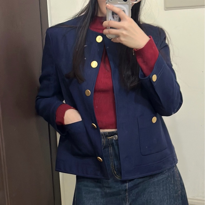 914intheair精品代購『全新閒置』Gucci 海軍藍金釦西裝外套-2