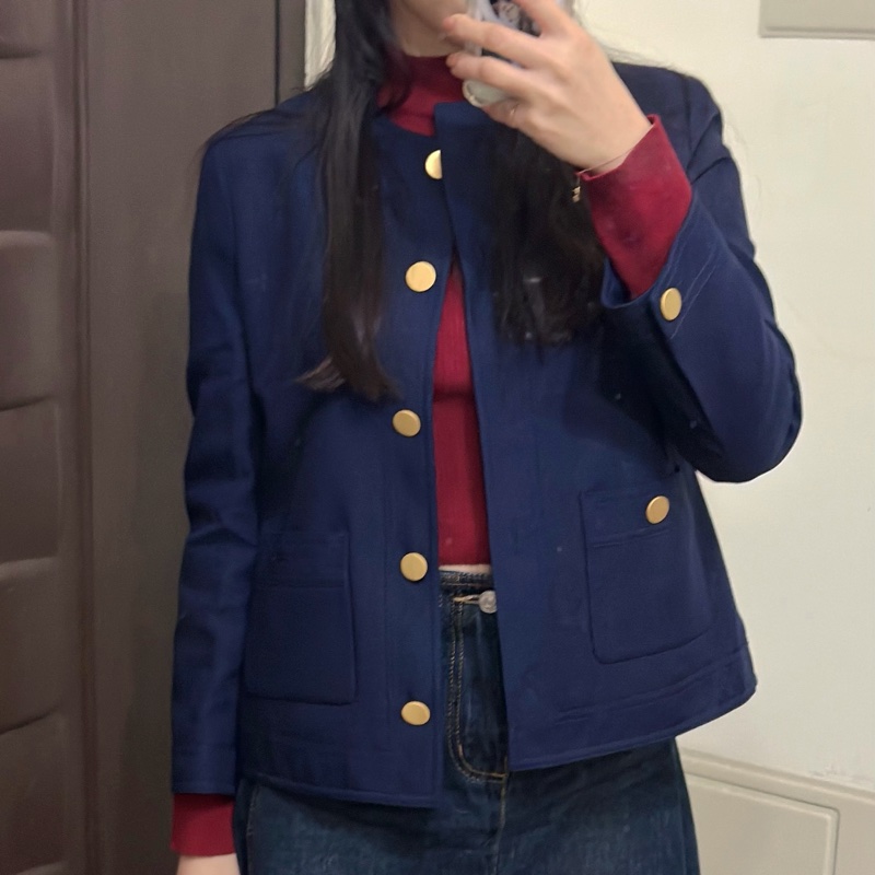 914intheair精品代購『全新閒置』Gucci 海軍藍金釦西裝外套-5