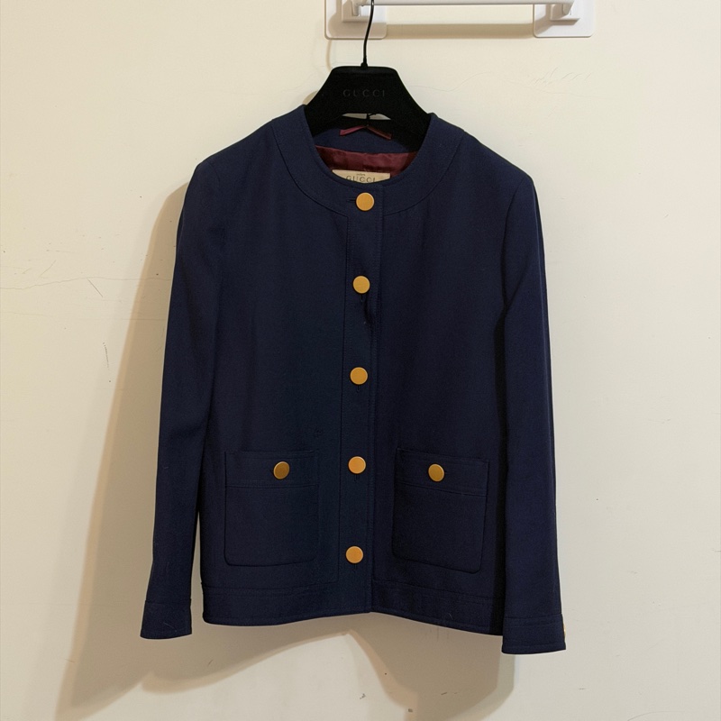914intheair精品代購『全新閒置』Gucci 海軍藍金釦西裝外套-7