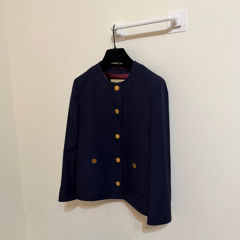 914intheair精品代購『全新閒置』Gucci 海軍藍金釦西裝外套-8