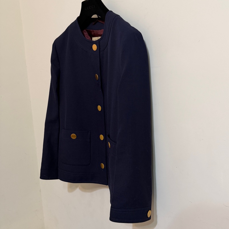 914intheair精品代購『全新閒置』Gucci 海軍藍金釦西裝外套-9