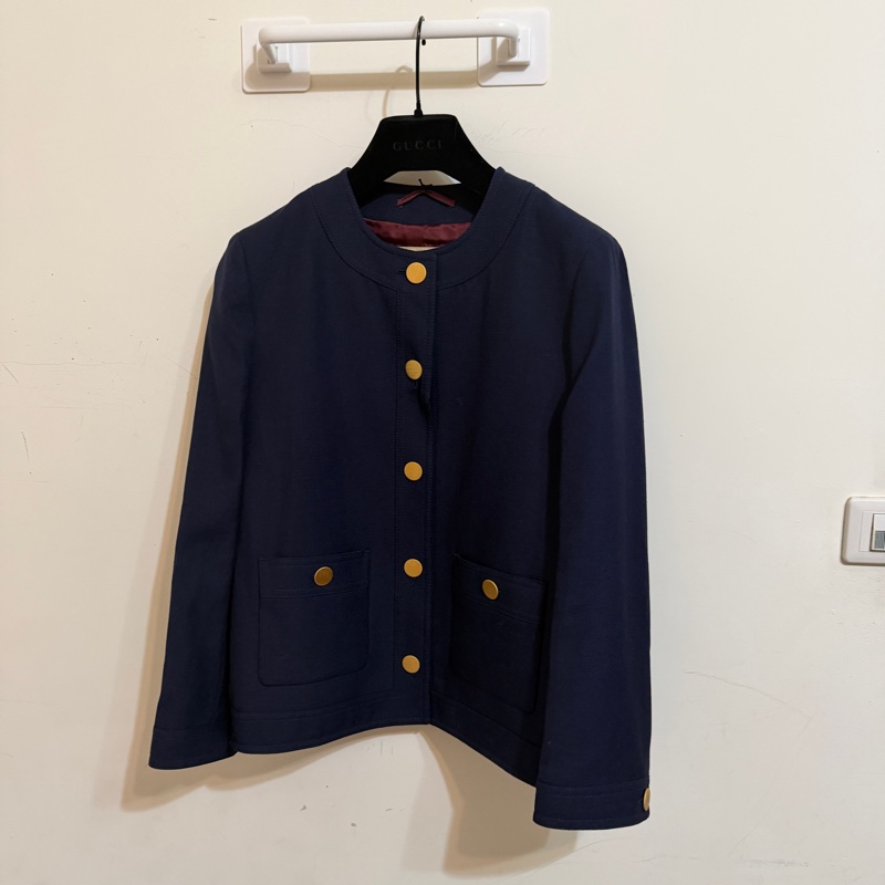 914intheair精品代購『全新閒置』Gucci 海軍藍金釦西裝外套-14