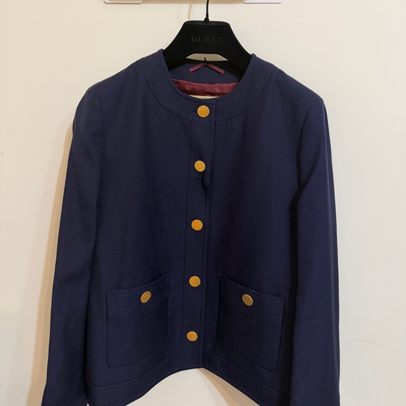 914intheair精品代購『全新閒置』Gucci 海軍藍金釦西裝外套-16