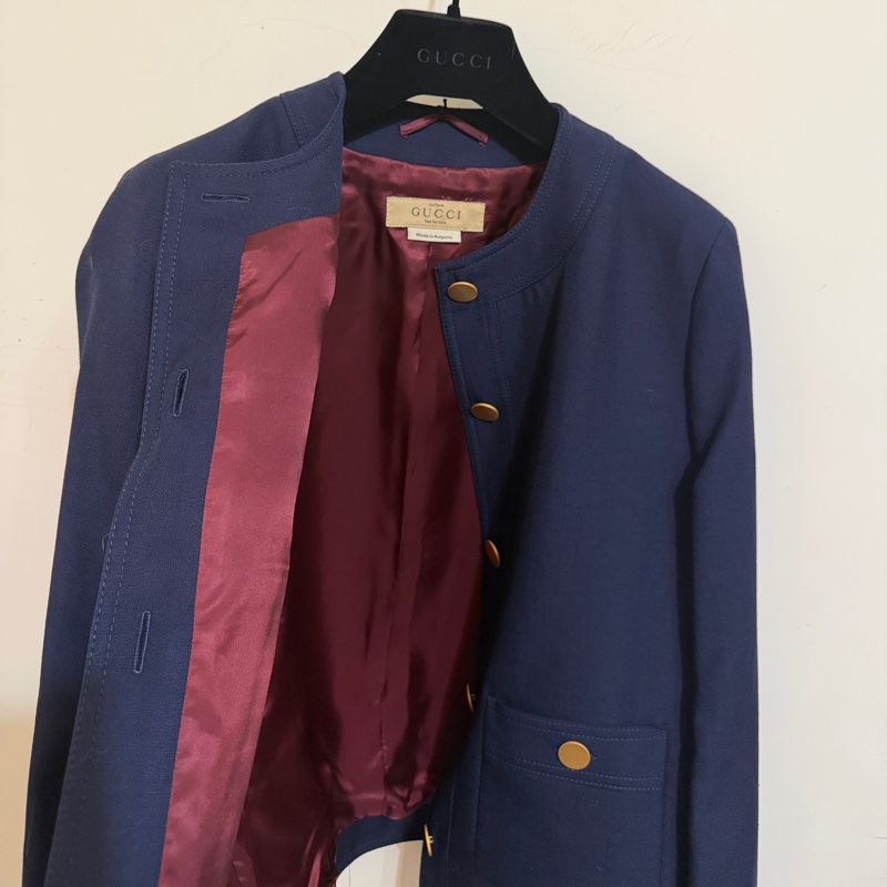 914intheair精品代購『全新閒置』Gucci 海軍藍金釦西裝外套-20