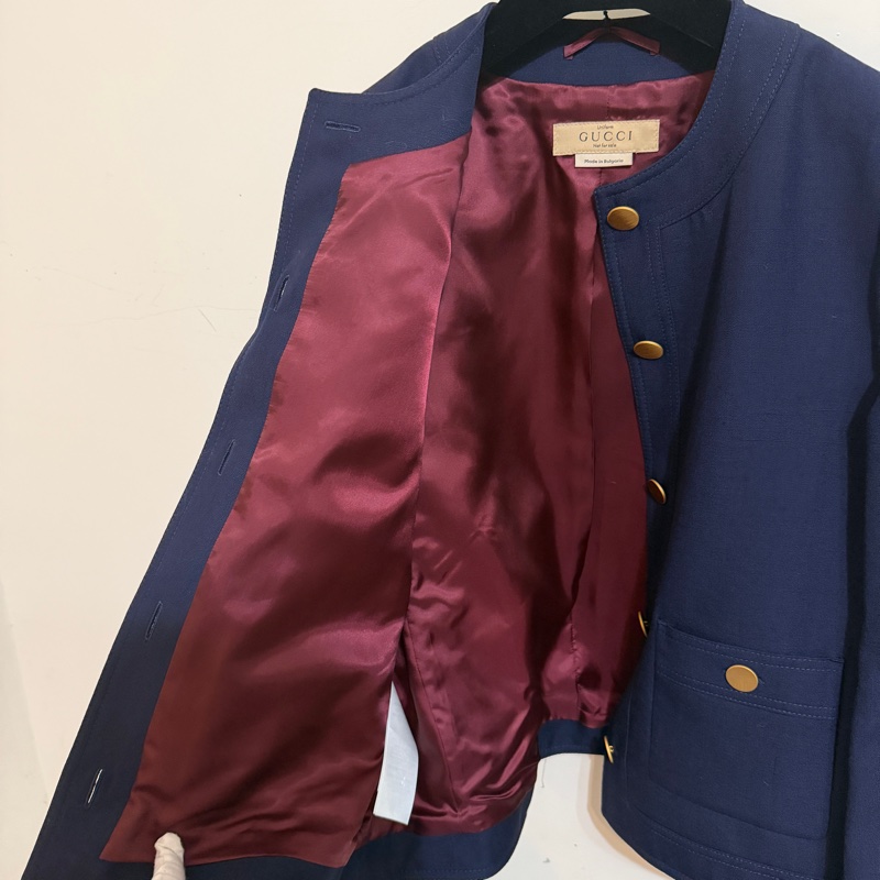 914intheair精品代購『全新閒置』Gucci 海軍藍金釦西裝外套-22