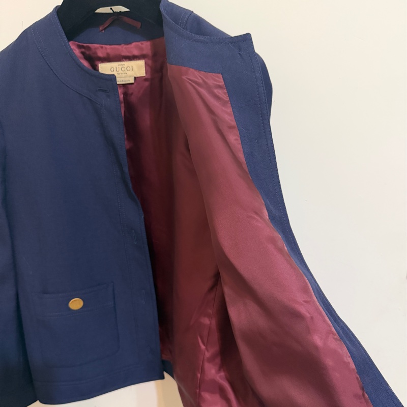 914intheair精品代購『全新閒置』Gucci 海軍藍金釦西裝外套-23