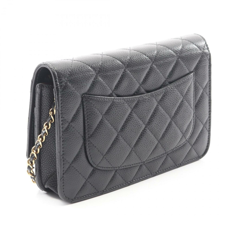 香奈兒 (CHANEL) 菱格紋小牛皮魚子醬皮革單背包，黑色，AP4241-1