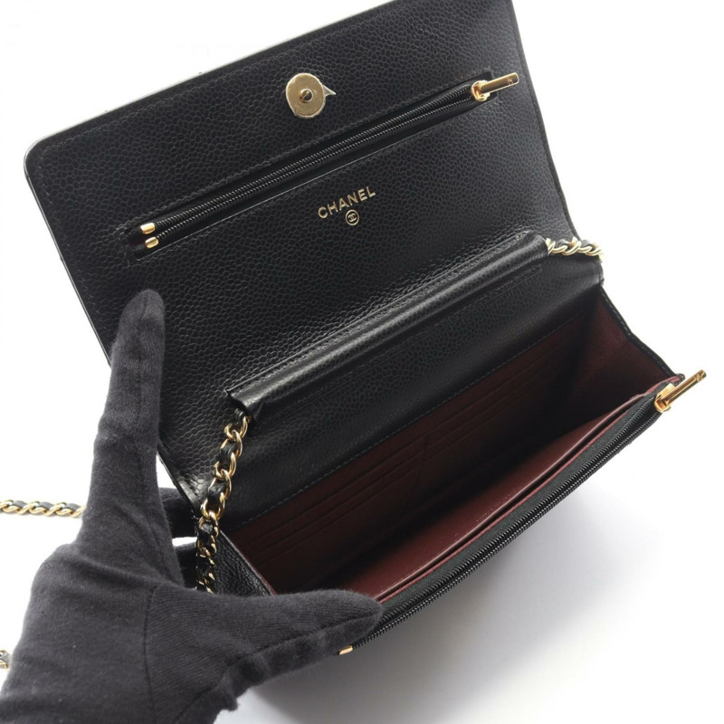 香奈兒 (CHANEL) 菱格紋小牛皮魚子醬皮革單背包，黑色，AP4241-2