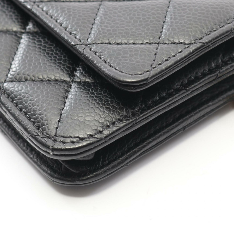 香奈兒 (CHANEL) 菱格紋小牛皮魚子醬皮革單背包，黑色，AP4241-5