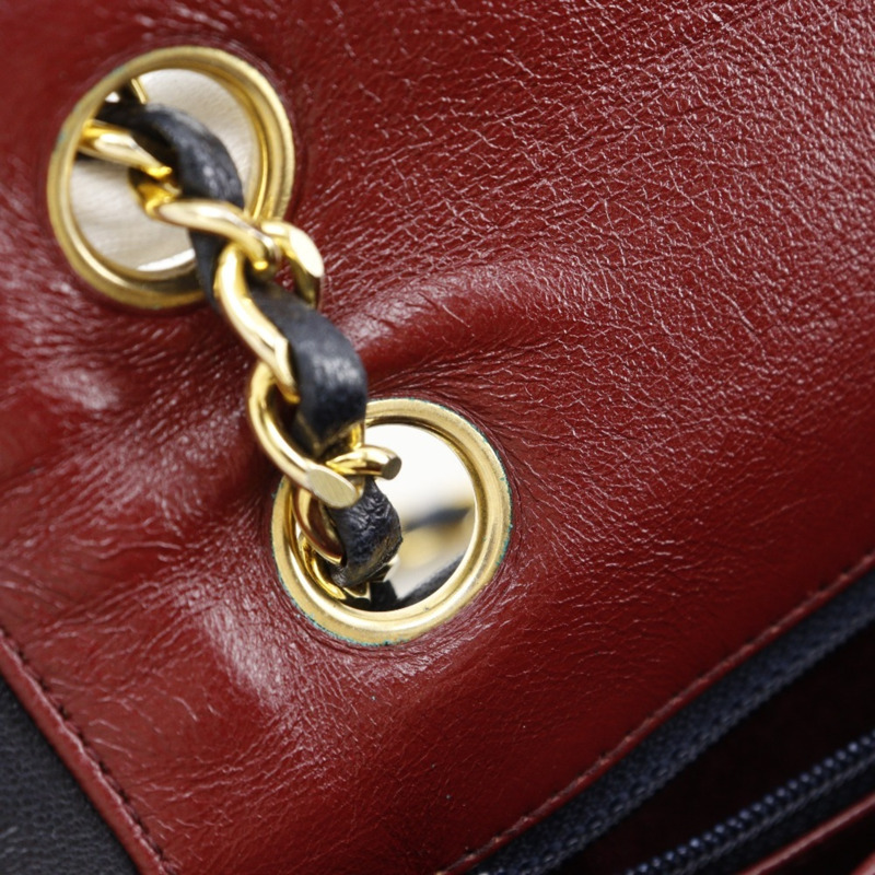 香奈兒 (CHANEL) Matelasse 鏈條肩背包，復古羊皮，黑色，A5，旋扣，女士-11