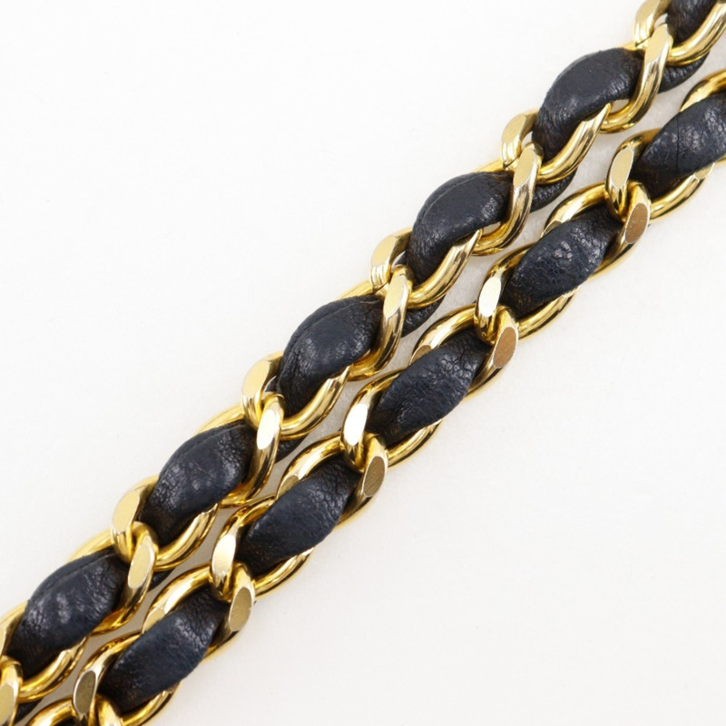 香奈兒 (CHANEL) Matelasse 鏈條肩背包，復古羊皮，黑色，A5，旋扣，女士-12