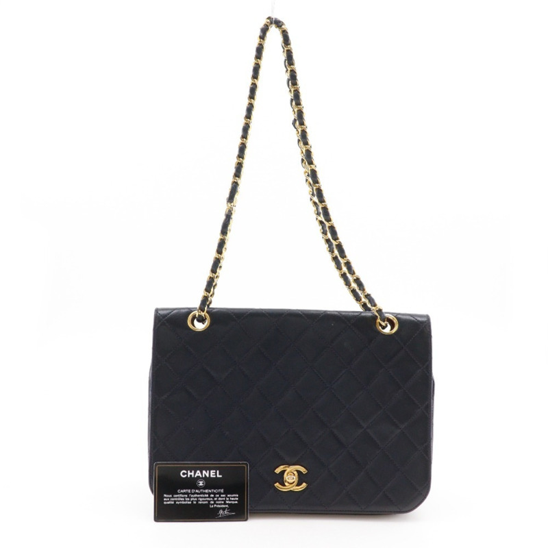 香奈兒 (CHANEL) Matelasse 鏈條肩背包，復古羊皮，黑色，A5，旋扣，女士-16