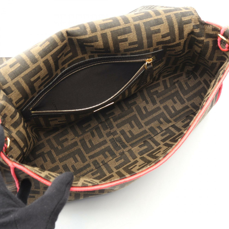 FENDI Mamma Zucca 兩用單肩手袋 8BR771 帆布皮革棕色二手-2