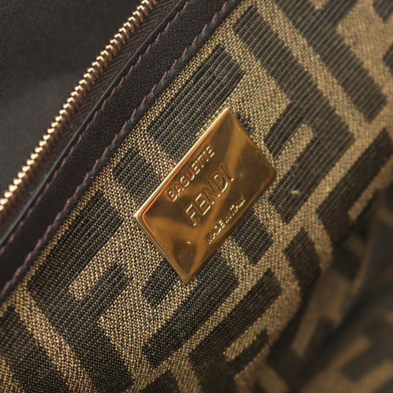 FENDI Mamma Zucca 兩用單肩手袋 8BR771 帆布皮革棕色二手-3