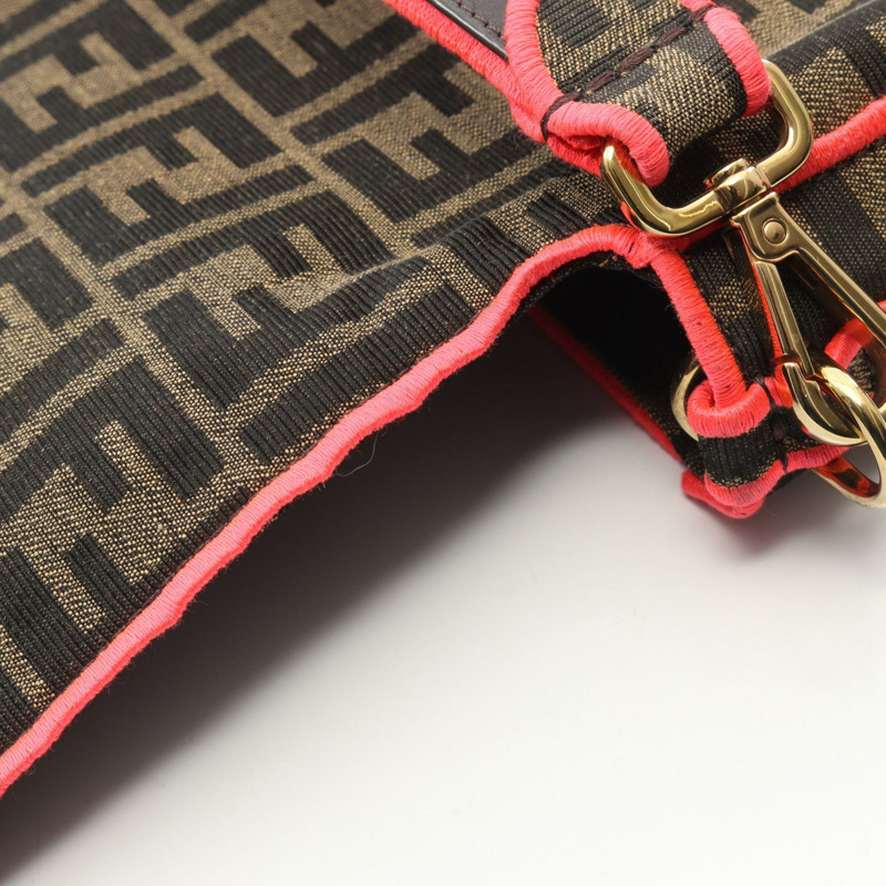 FENDI Mamma Zucca 兩用單肩手袋 8BR771 帆布皮革棕色二手-5