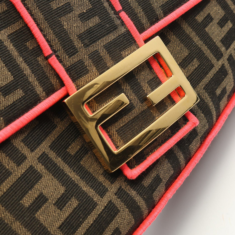 FENDI Mamma Zucca 兩用單肩手袋 8BR771 帆布皮革棕色二手-6
