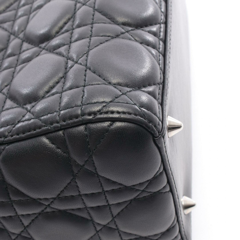 Christian Dior LADY DIOR Cannage 肩背包，黑色皮革，二手女款，附五金配件-5