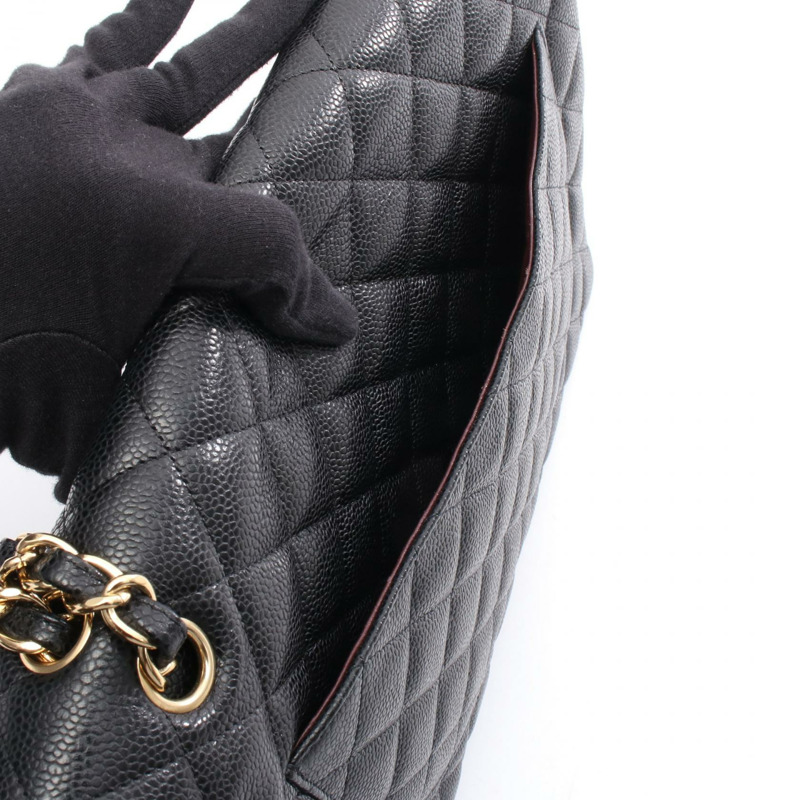 香奈兒 Jumbo Matelasse 34 肩背包 A47600 粒面小牛皮 黑色 二手 金色五金 CC-5